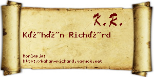 Káhán Richárd névjegykártya